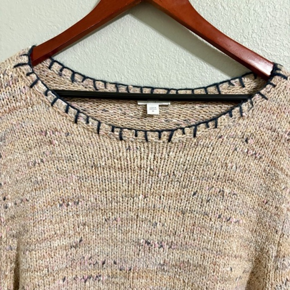 Pure Jill Sweater Women‎ XL (Tagged 3X Runs Small) Beige Speckled Knit Cozy Boho - Picture 4 of 11